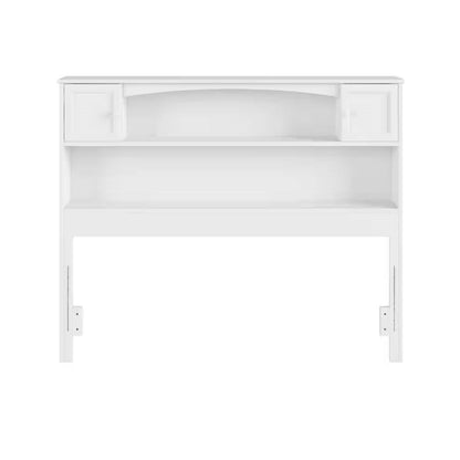 Full size Farmhouse Bookcase Headboard in White Wood Finish - Tampa Home & Garden Store