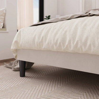 Full size White Velvet Upholstered Platform Bed Frame with Wingback Headboard - Tampa Home & Garden Store