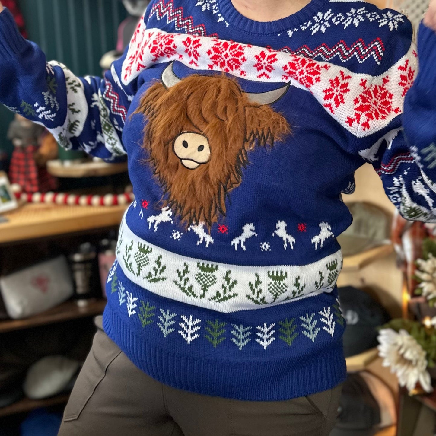 Hairy Highland Coo Ugly Christmas Sweater