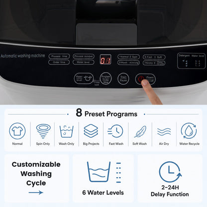Washing Machine 7.7 lb by DirectDeals with 8 programs and drain pump; black control panel on Tampa Home & Garden Store