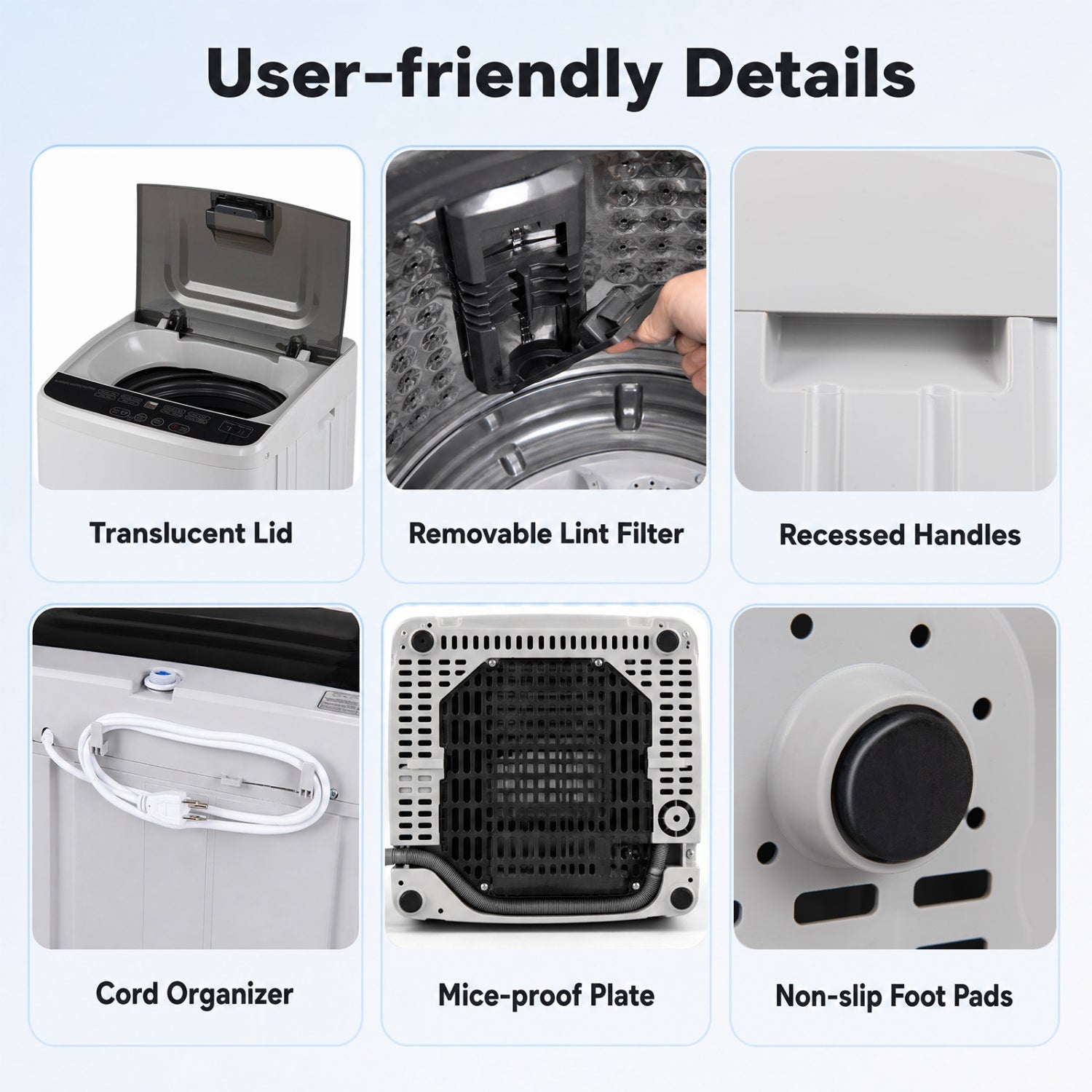 Washing machine DirectDeals 7.7 lb with 8 programs and drain pump, translucent lid on Tampa Home & Garden Store