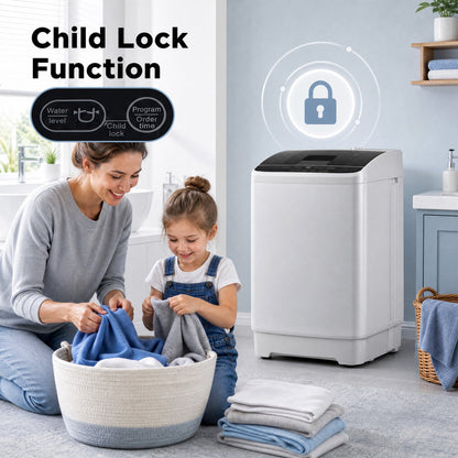 DirectDeals washing machine 7.7 lb, 8 programs, drain pump, white with child lock on Tampa Home & Garden Store