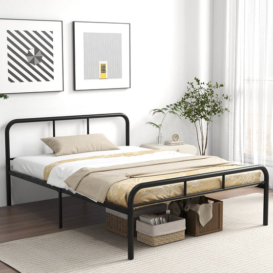 Full Bed Frame with Headboard and Footboard No Box Spring Needed-Black - Tampa Home & Garden Store