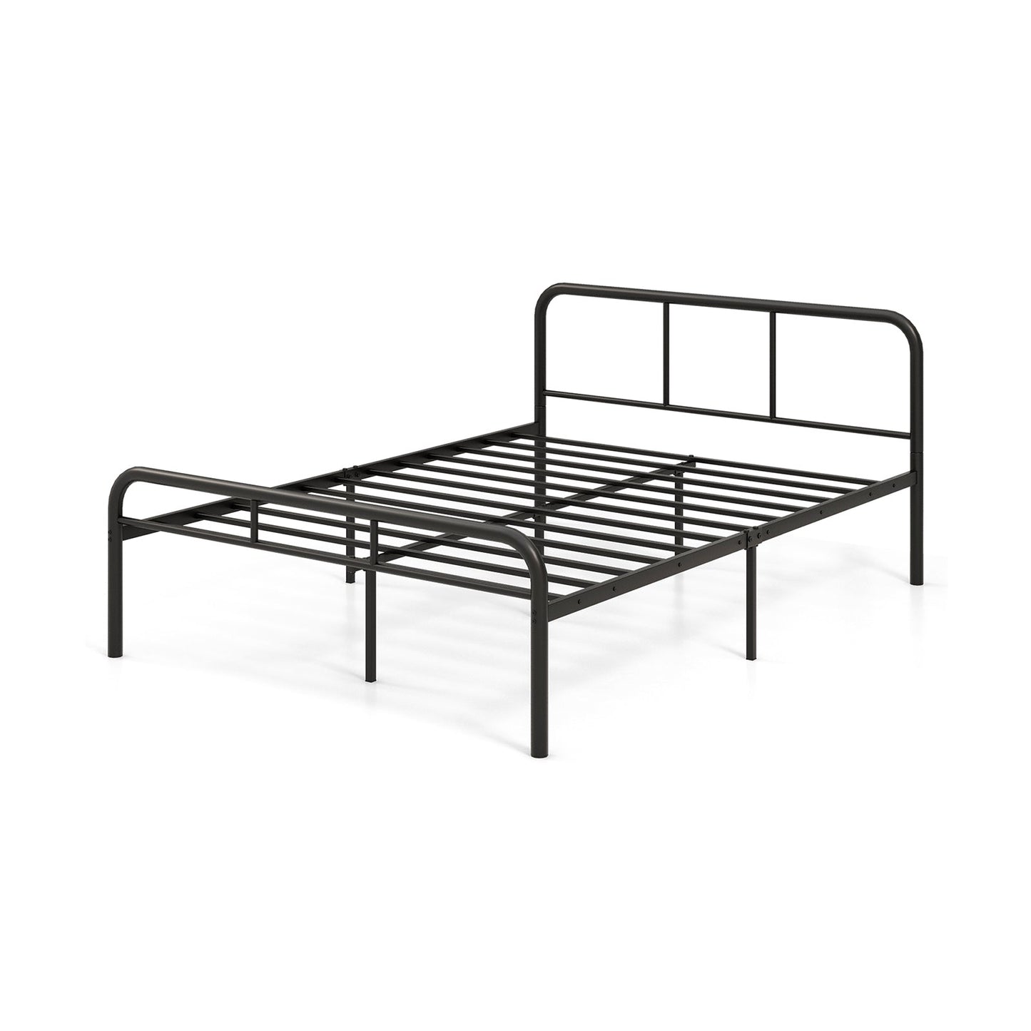 Base de cama completa con cabecero y piecero, no necesita somier - Negro