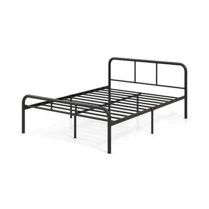 Base de cama completa con cabecero y piecero, no necesita somier - Negro