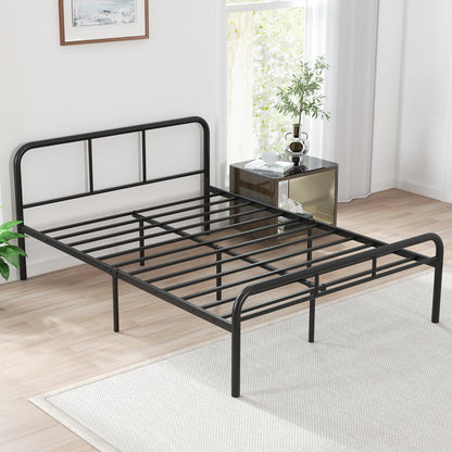 Base de cama completa con cabecero y piecero, no necesita somier - Negro