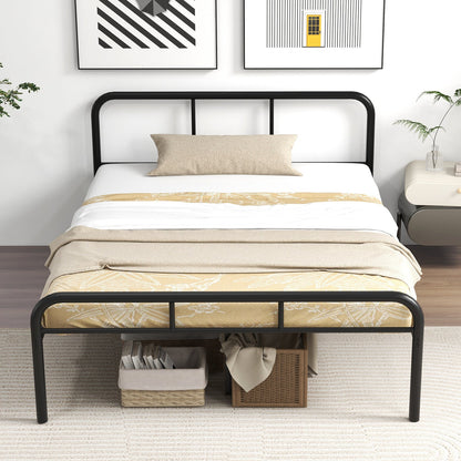 Base de cama completa con cabecero y piecero, no necesita somier - Negro