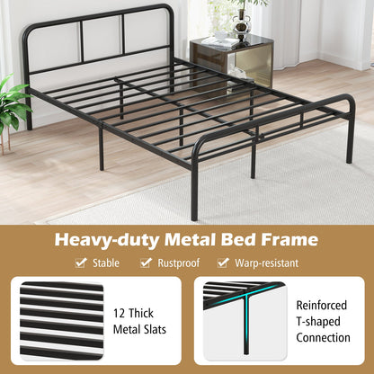 Base de cama completa con cabecero y piecero, no necesita somier - Negro