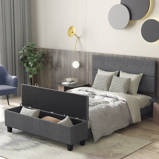 Twin/Full/Queen Upholstered Bed Frame with Ottoman Storage-Full Size - Tampa Home & Garden Store