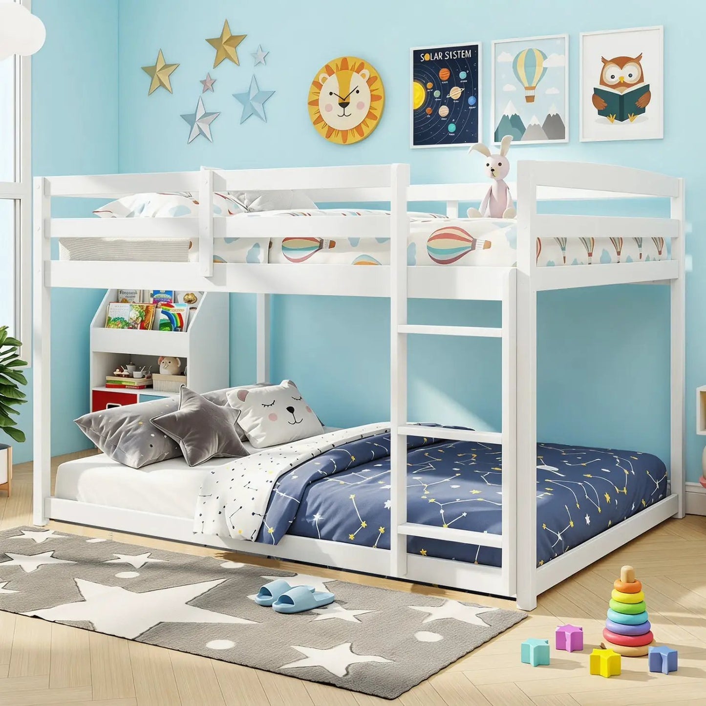 Full Over Full Bunk Bed with Ladder and Rails