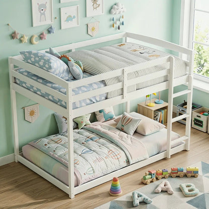 Full Over Full Bunk Bed with Ladder and Rails