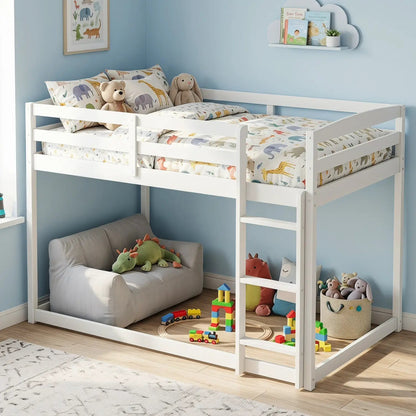 Full Over Full Bunk Bed with Ladder and Rails