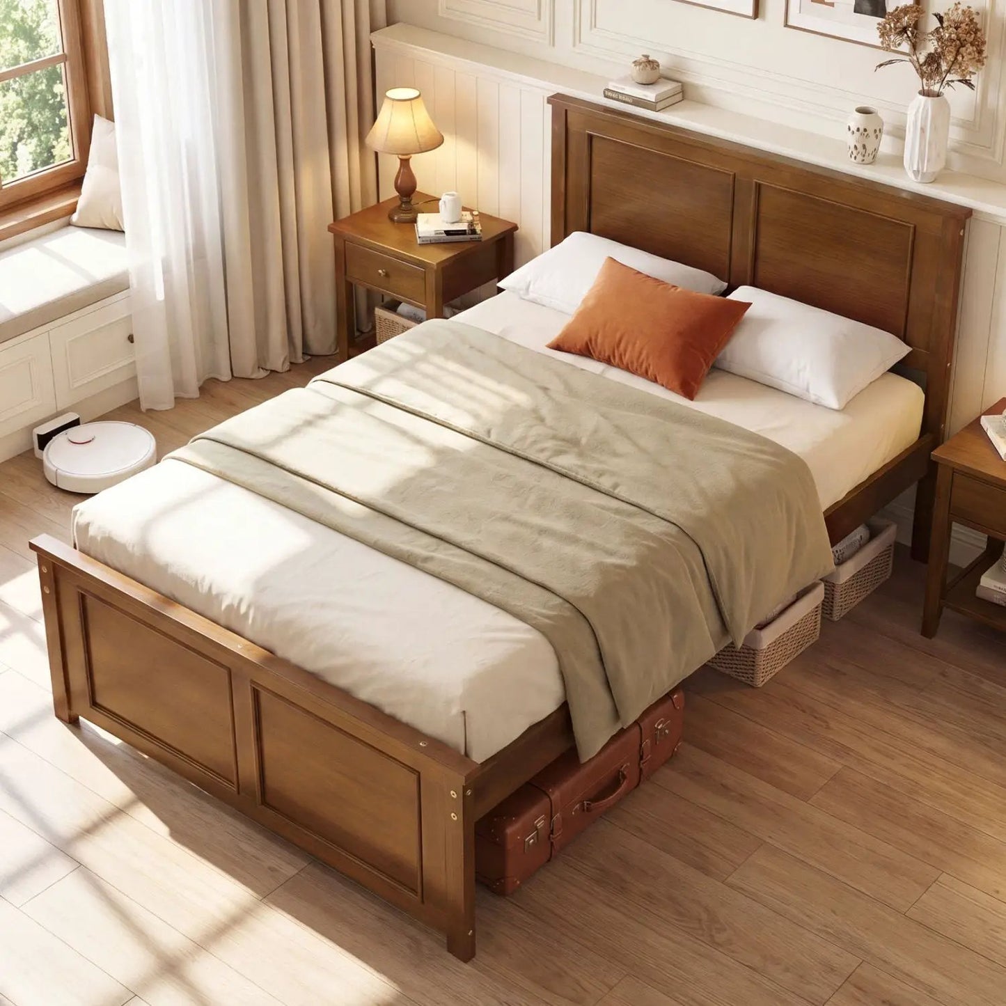 Twin Wooden Platform Bed Frame with Headboard