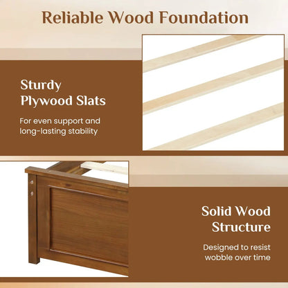 Twin Wooden Platform Bed Frame with Headboard
