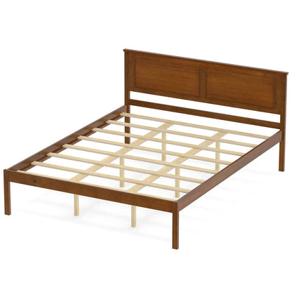 Farmhouse Wood Platform Bed Frame with Headboard
