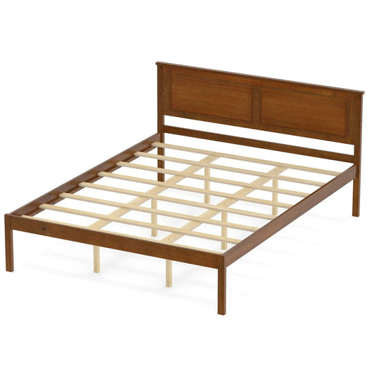 Farmhouse Wood Platform Bed Frame with Headboard