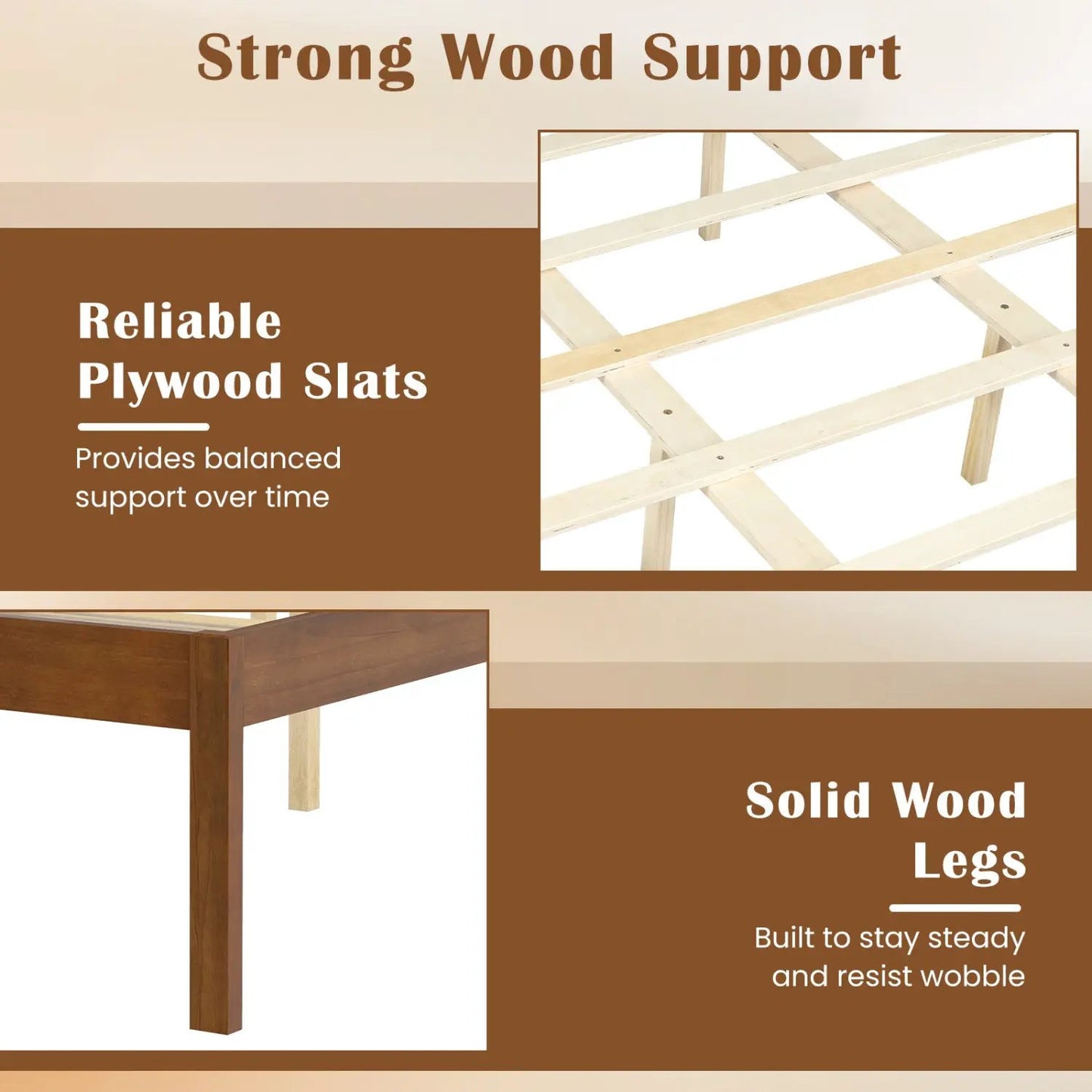 Farmhouse Wood Platform Bed Frame with Headboard