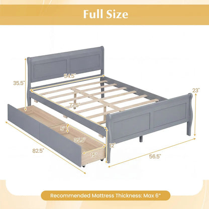 Full Size Bed Frame With 2 Storage Drawers