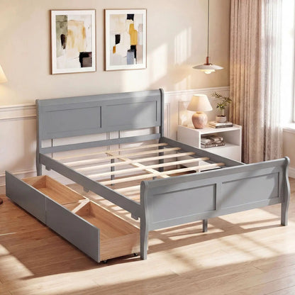 Full Size Bed Frame With 2 Storage Drawers