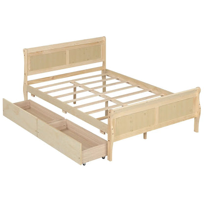 Full Size Bed Frame With 2 Storage Drawers