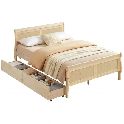 Full Size Bed Frame With 2 Storage Drawers