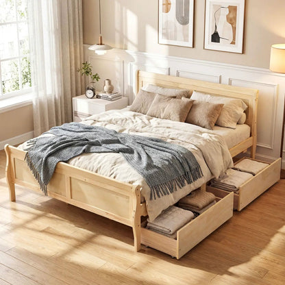Full Size Bed Frame With 2 Storage Drawers