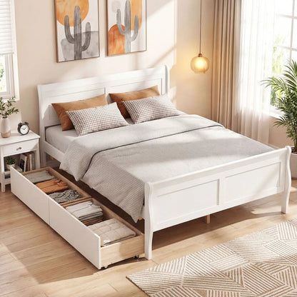 Full Size Bed Frame With 2 Storage Drawers
