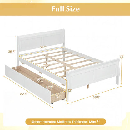 Full Size Bed Frame With 2 Storage Drawers