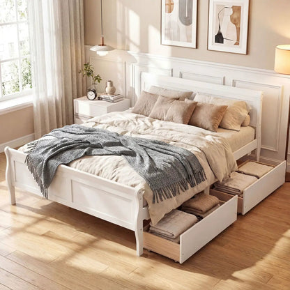 Full Size Bed Frame With 2 Storage Drawers