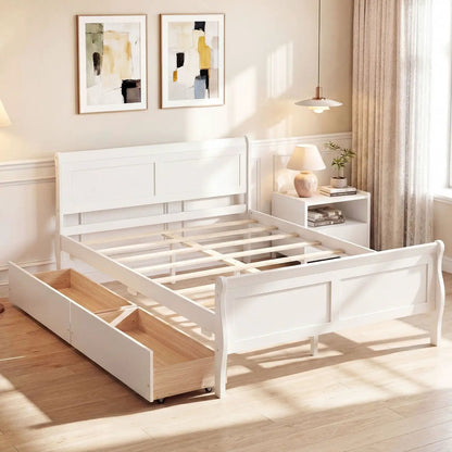 Full Size Bed Frame With 2 Storage Drawers