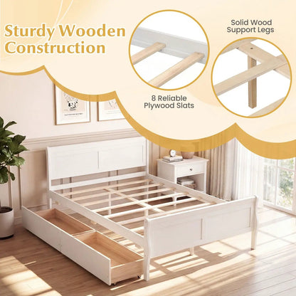 Full Size Bed Frame With 2 Storage Drawers
