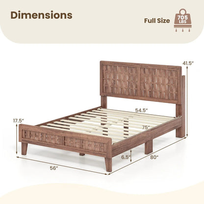 Twin Bed Frame Mid Century With Woven Headboard