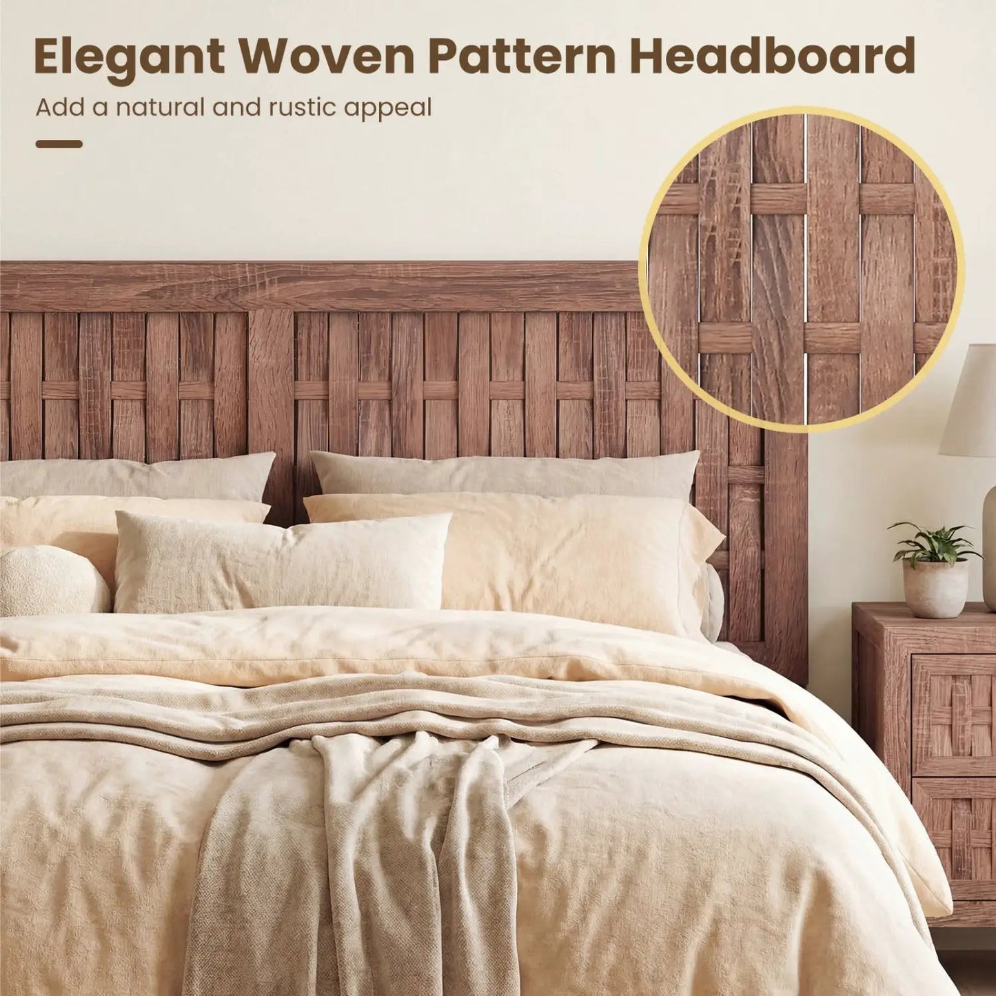 Twin Bed Frame Mid Century With Woven Headboard