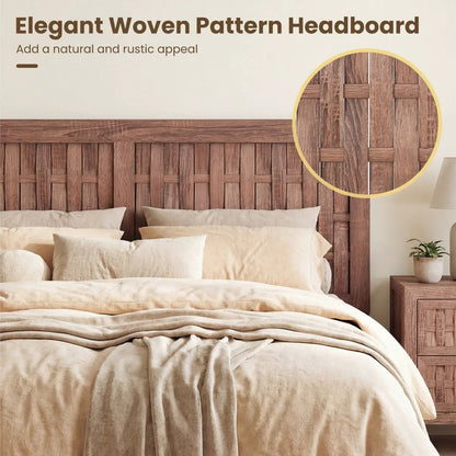 Twin Bed Frame Mid Century With Woven Headboard