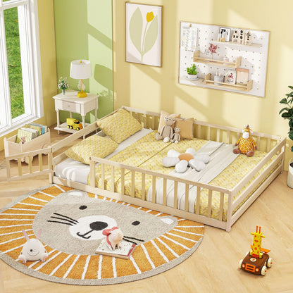 Full Size Floor Bed with Full Length Safety Guardrails