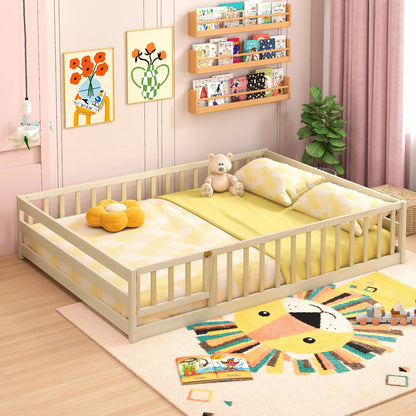 Full Size Floor Bed with Full Length Safety Guardrails