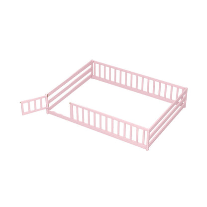 Full Size Floor Bed with Full Length Safety Guardrails