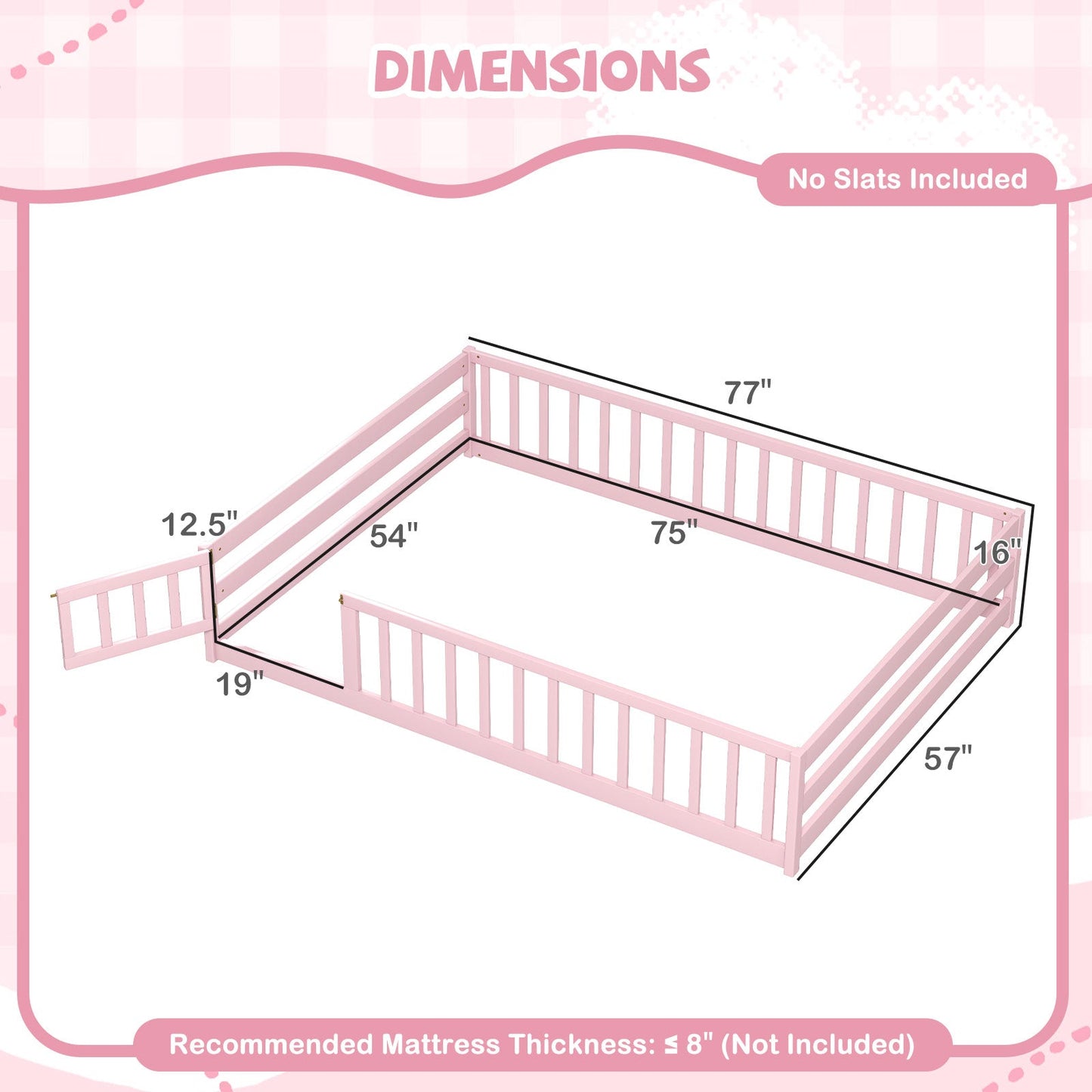 Full Size Floor Bed with Full Length Safety Guardrails