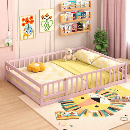 Full Size Floor Bed with Full Length Safety Guardrails