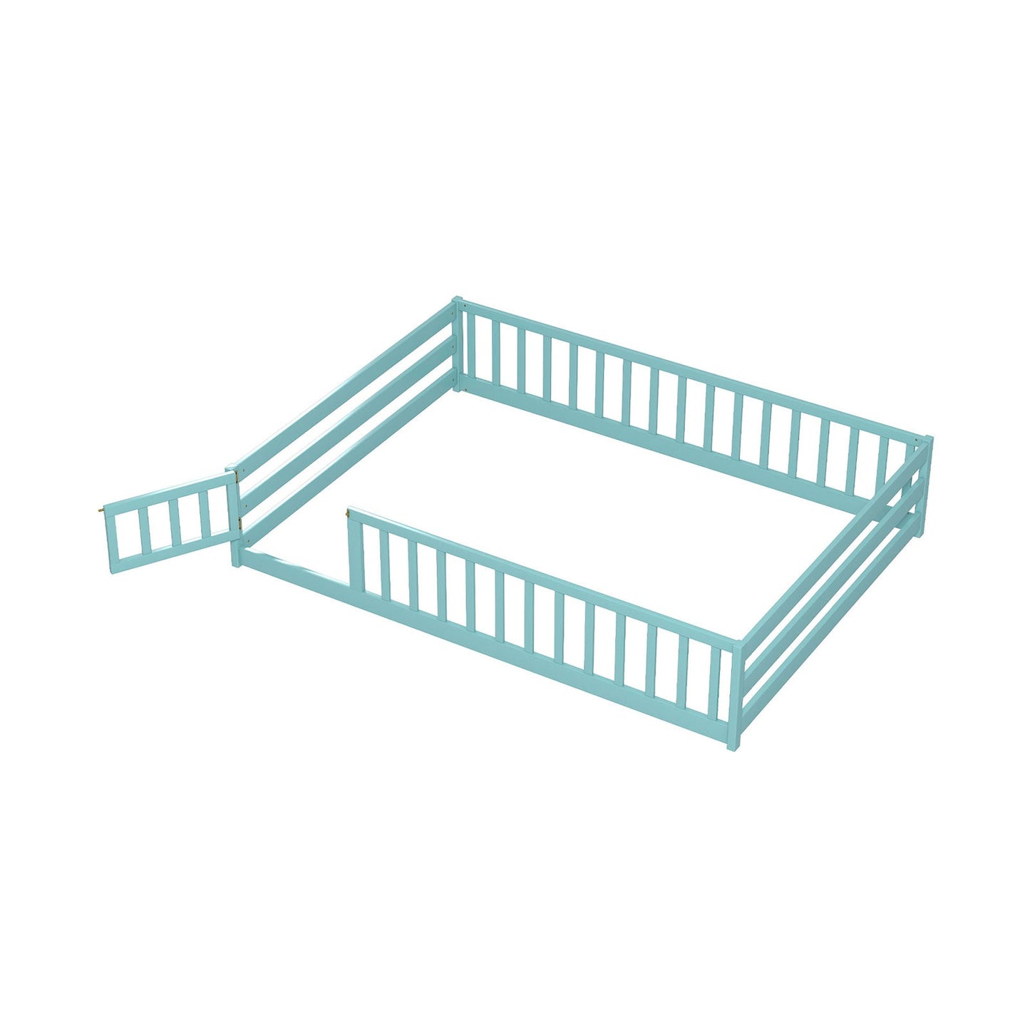 Full Size Floor Bed with Full Length Safety Guardrails