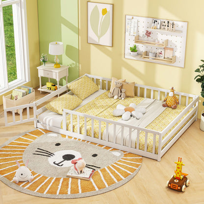 Full Size Floor Bed with Full Length Safety Guardrails