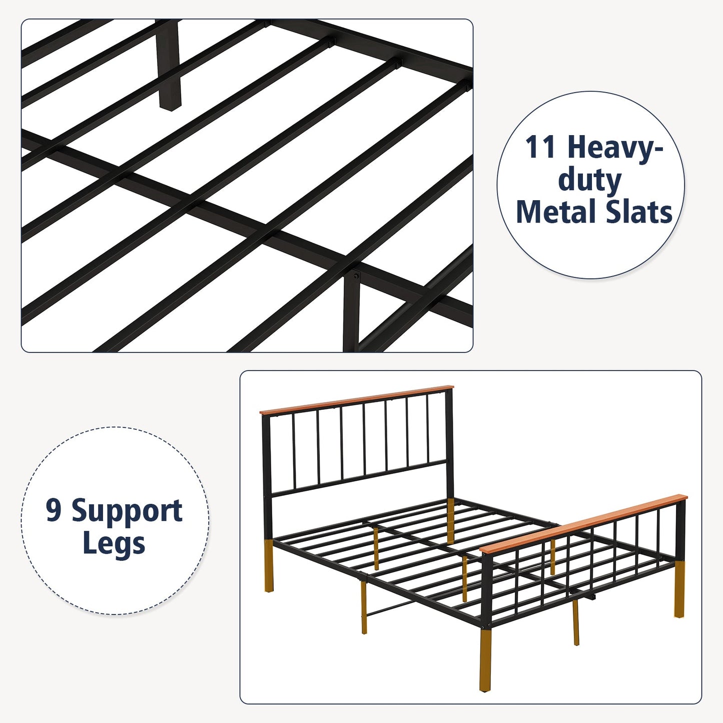 Estructura de cama con cabecero y piecero - Tamaño matrimonial