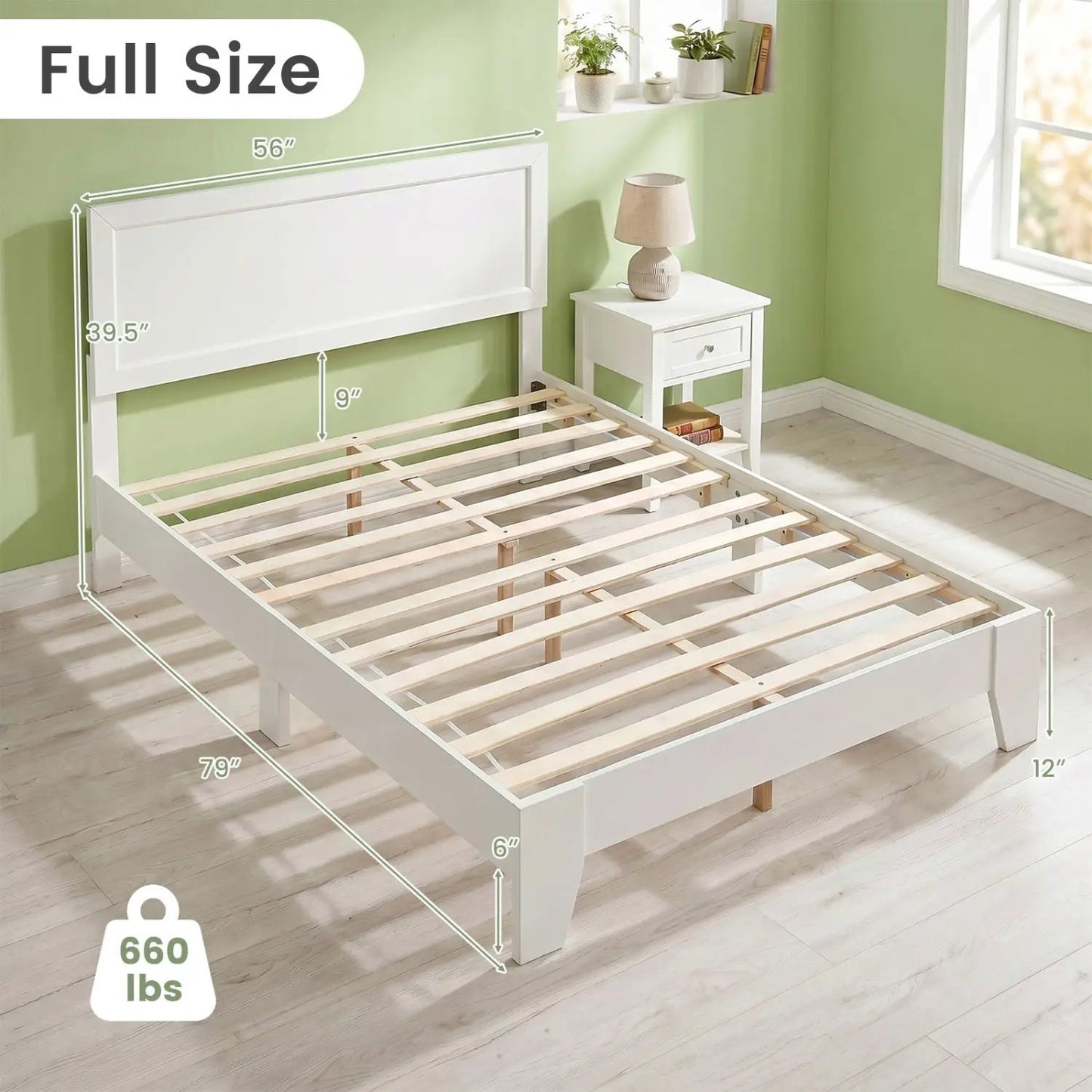 Full Platform Bed Frame Headboard No Box Spring