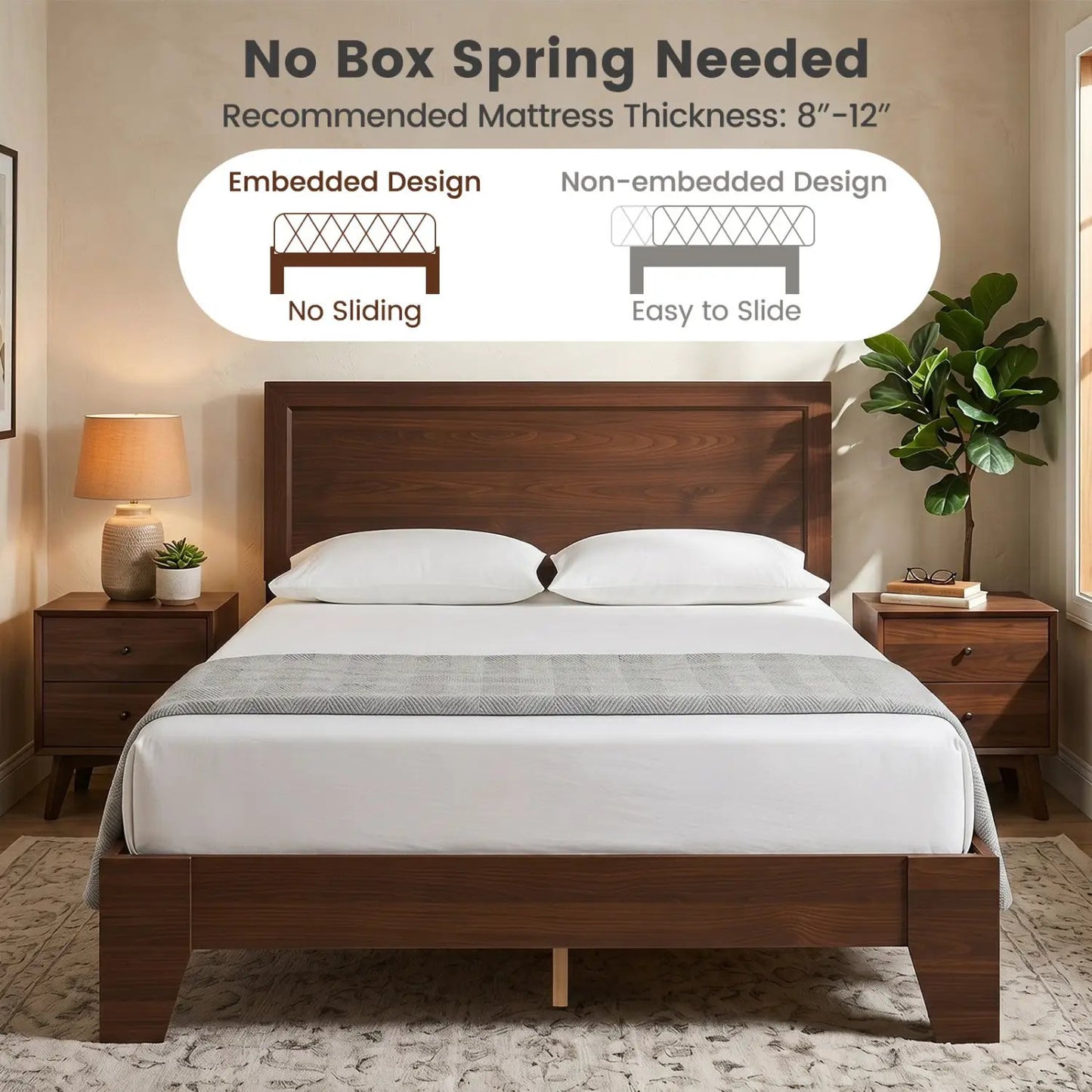 Full Platform Bed Frame Headboard No Box Spring