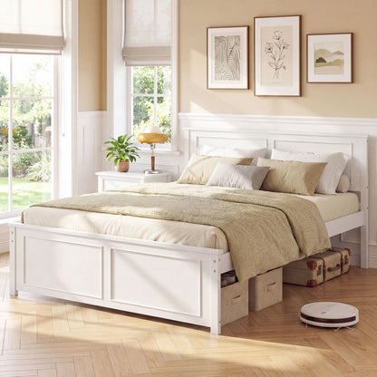 Twin Size Platform Bed Frame with Headboard in white wood by DirectDeals on Tampa Home & Garden Store