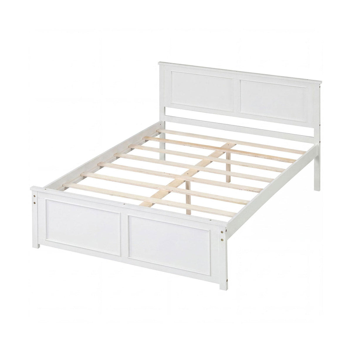Twin size platform bed frame with headboard in white by DirectDeals, wood slat support on Tampa Home & Garden Store