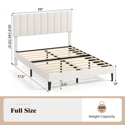 Full Size Velvet Upholstered Platform Bed Frame