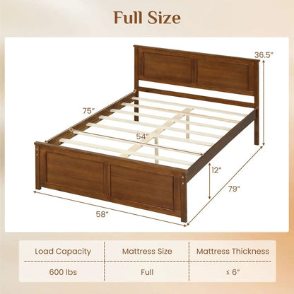Twin Wooden Platform Bed Frame with Headboard