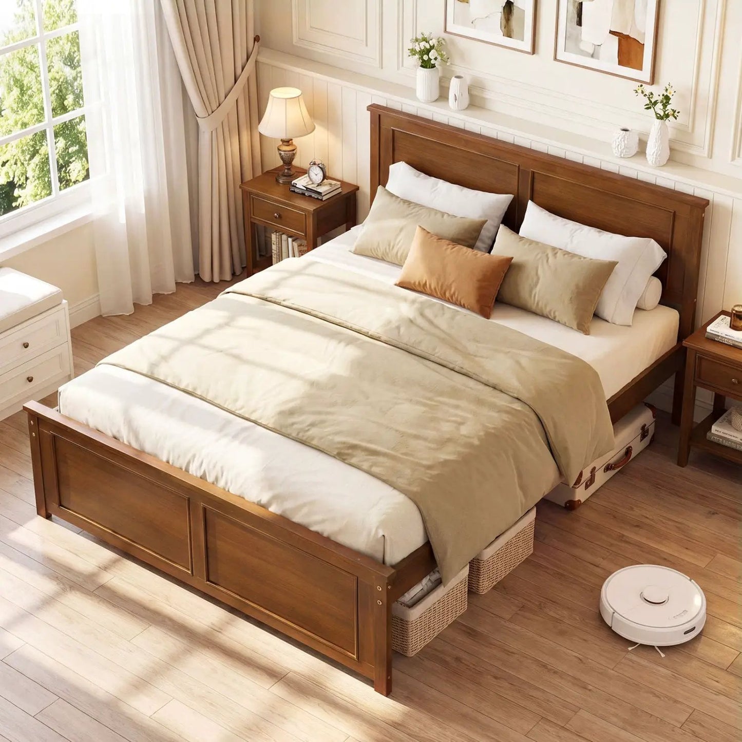 Twin Wooden Platform Bed Frame with Headboard