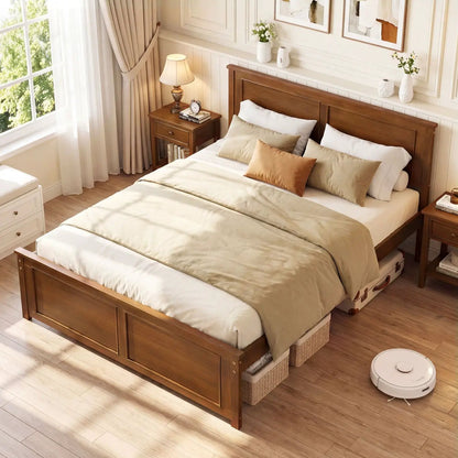 Twin Wooden Platform Bed Frame with Headboard